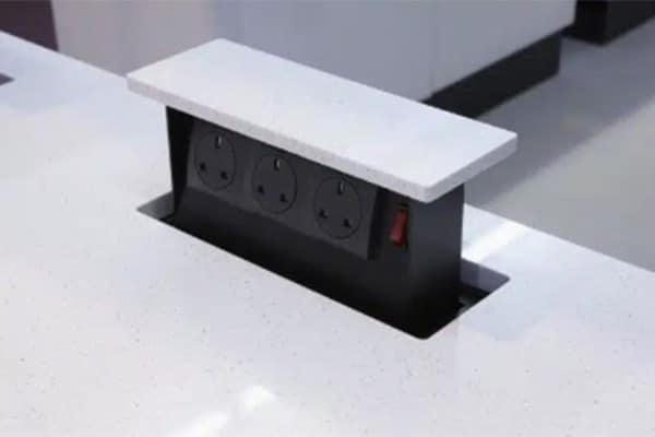 hidden power socket in kitchen bench