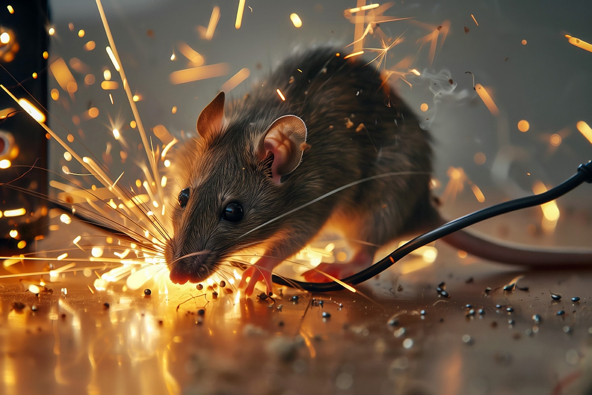mouse chewing on electrical wire