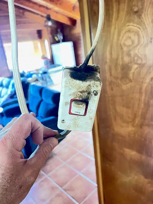 burnt hot water cylinder isolator switch