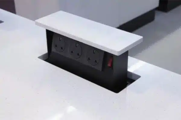 hidden power socket in kitchen bench