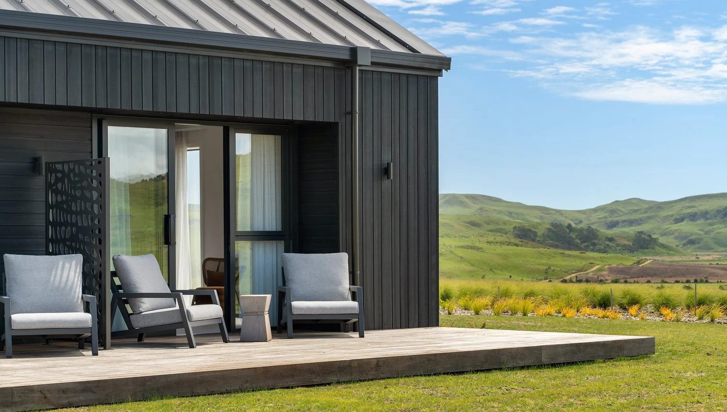 Electrical fit-out Port Waikato - Te Karaka Lodge exterior deck